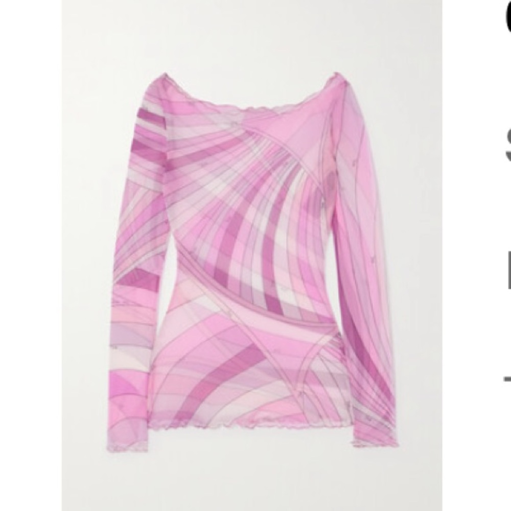 PUCCI TULLE SHEER LONGSLEEVE TOP